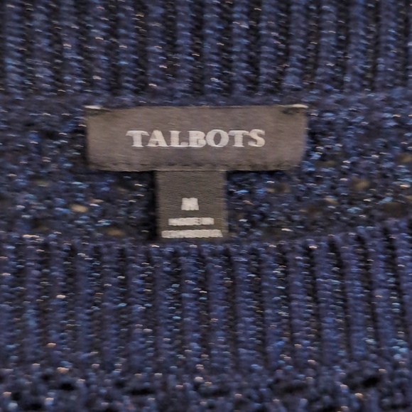 Talbots Navy Metallic Open Weave Scoop Neck Sweater - Picture 2 of 5